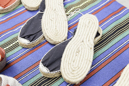 Espadrilles Esparto craft, detail of handmade slippersの写真素材