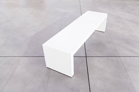 White bench seating, detail of a seat to rest indoors, and rest realx
