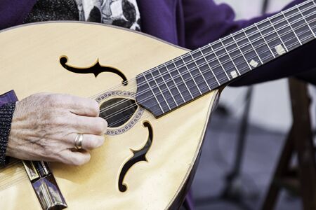 Traditional mandolin, ancient stringed instrument, musicの写真素材
