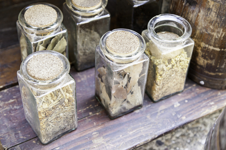 Medicinal herbs, detail of traditional medicine, witchcraft and superstitionの写真素材