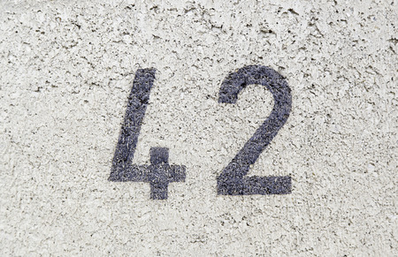 Number forty-two painted detail of an even number of information