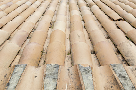 Tiles on a roof, detail of a roof against rain protegeの写真素材