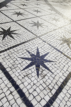 Mosaic floor, detail of a typical floor of the streets of Lisbonの写真素材