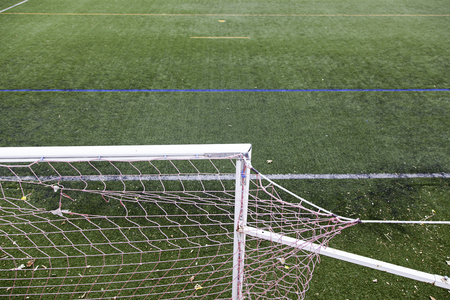 Goal of a football field, detail of a place for sport, show and competition
