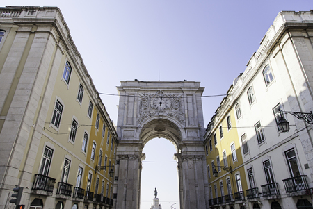 Detail of arch in plaza do comercio, detail of the city of Lisbon, art and tourismのeditorial素材