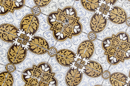 Typical decorative tiles, antique tiles detail Lisbon, art and decoration