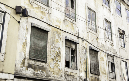 Lisbon old facade, detail of an old street portugal, tourismの写真素材