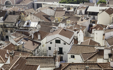 Panoramic view of Lisbon, detail of the capital of Portugal, to...の写真素材