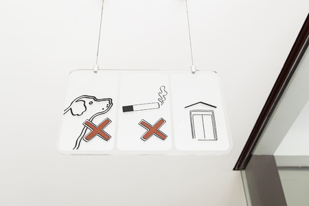 Prohibition sign, no dogs allowed no smoking, information and prohibitionの写真素材