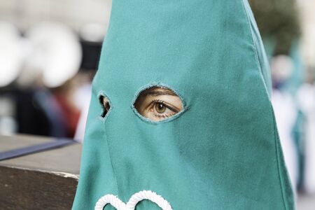 Holy week procession, detail of christian tradition, religion, faith and devotionの写真素材