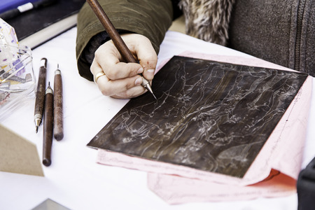 Painter of pictures, detail of an artistの写真素材