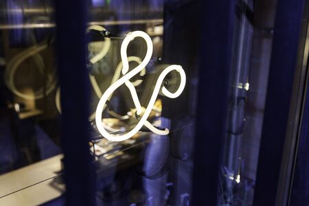 Neon sign, detail of a light signal, decorationの写真素材