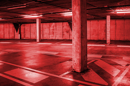 Interior of an empty car park, detail of a place to leave cars, interior architectureの写真素材