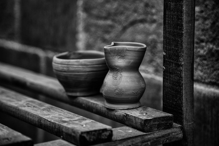 Artisan clay pots, traditional art detailの写真素材