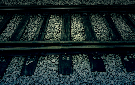 Old railroad tracks, roads for a detail of a Transport, urban transportの写真素材