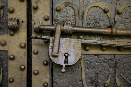 Old security padlock, protection detail, lockの写真素材