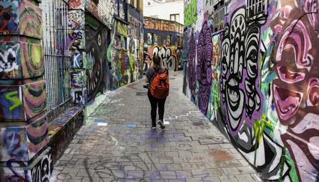 Street of graffiti in the city of Ghent, urban art detailのeditorial素材