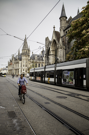 Old building in the city of Ghent, tourism in Europe, Belgium in Septemberのeditorial素材