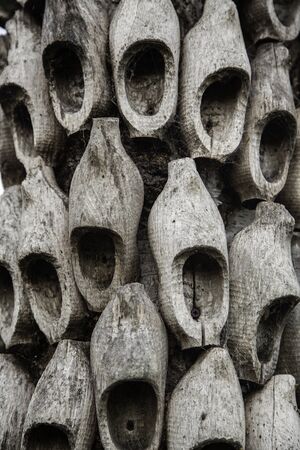Traditional Dutch wooden clogs, traditional shoe detail