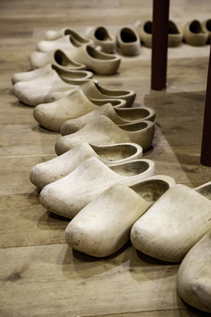 Dutch wooden clogs, shoe making detail, tradition of the Netherlands