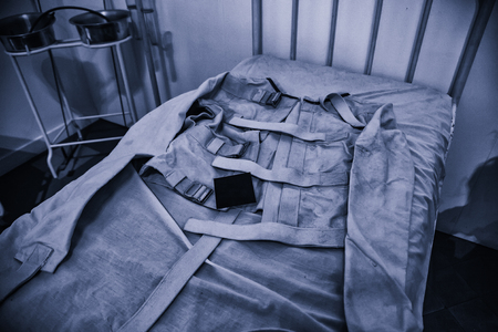 Old psychiatric straitjacket, mental hospital detail, psychosisの写真素材