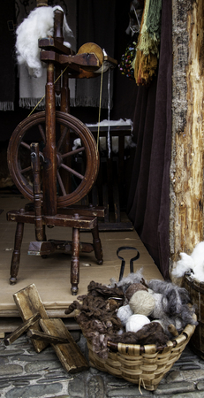 Tools for making wool, traditional objects for virgin woolの写真素材