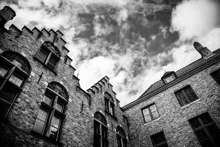 House typical of bruges, detail of medieval houses, tourism in Belgium, Europeのeditorial素材