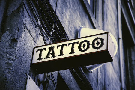 Tattoo salon sign, information signal detailの写真素材