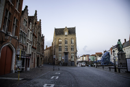 Old houses of Bruges, detail of medieval city, Belgium, Europeのeditorial素材