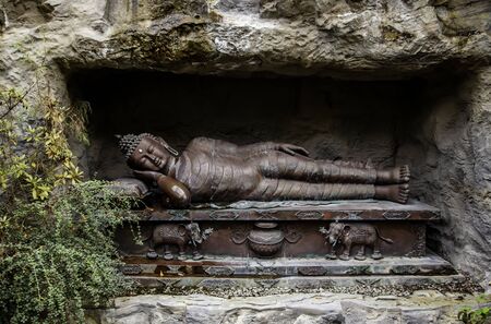 Buddha statue, detail of relaxation and faith, Buddhismの写真素材