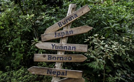 Country address signs, tourism and exploration detailの写真素材