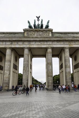 BERLIN, GERMANY - SEPTEMBER 08 2019: The Brandenburg Gate at sunset located in Pariser Platz in the city of Berlin, Germany.のeditorial素材
