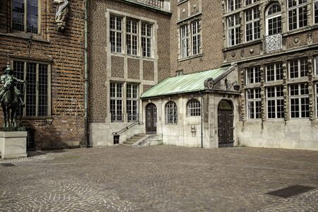 BREMEN, GERMANY - SEPTEMBER 06, 2019: Famous statue in the center of Bremen, depicting the donkey, dog, cat and cockerel from Grimm's famous fairy tale The Bremen Town Musiciansのeditorial素材