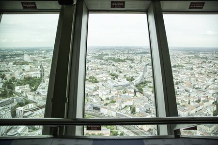 BERLIN, GERMANY - SEPTEMBER 08 2019: Panoromic aerial view of Berlin skyline with famous TV towerのeditorial素材