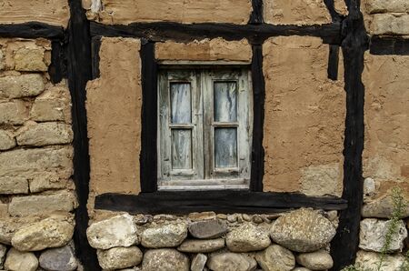 Old wooden houses, detail of old Spanish villageの写真素材