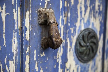 Blue wood background, old blue painted wood