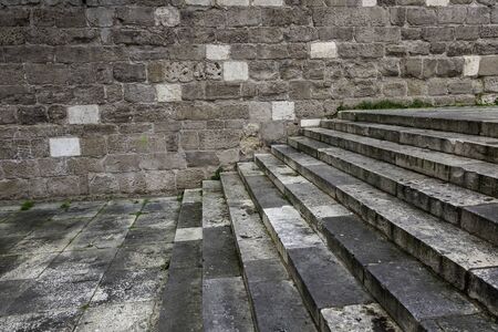 Old stone stairs, medieval construction detailの写真素材