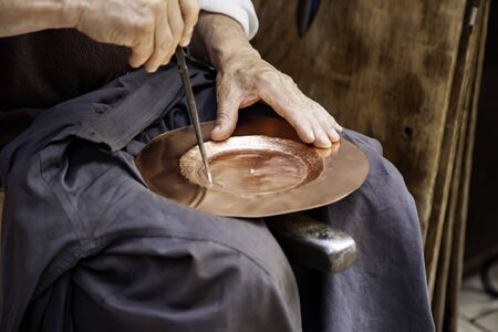 Working with copper, detail of manual crafts