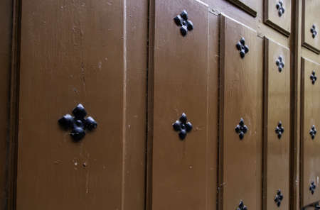 Weathered and abandoned brown wood, wooden background detail, passage of timeの写真素材