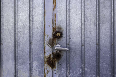 Silver metallic door, detail of garage door, metallic background