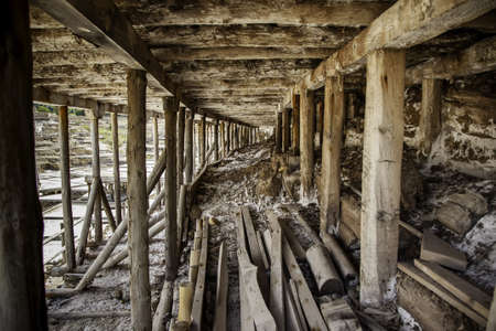 Detail of ancient structure for the extraction of saltの写真素材