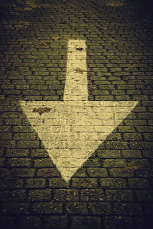 Arrow direction urban street road, vehicle and trafficの写真素材