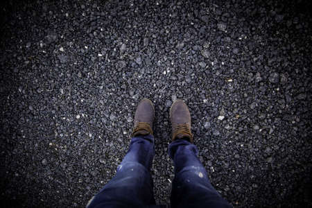 Detail of mountain clothing, comfort and men's fashionの写真素材