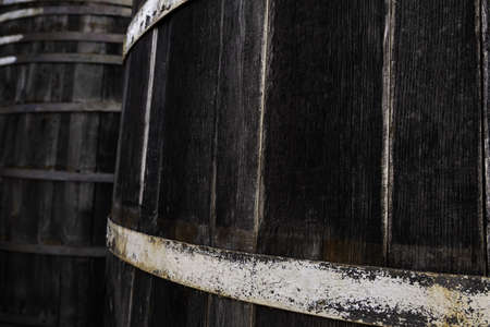 Detail of old containers for alcoholic beverages, wine culture, transportation and conservationの写真素材