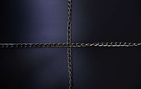 Safety and protection detail with steel chainsの写真素材