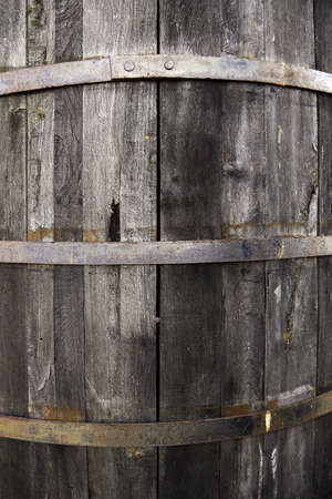 Detail of old barrel to transport alcoholic liquid, oak wood