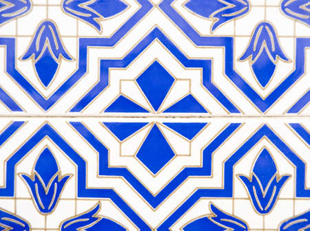 Detail of ceramic decoration on a facade, traditional Portuguese artの写真素材