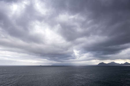 Detail of sea in Spain with transport boatsの写真素材
