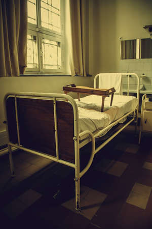 Antique hospital stretcher, bed detail for patientsの写真素材