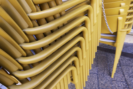 Detail of chairs for a terrace in the cityの写真素材